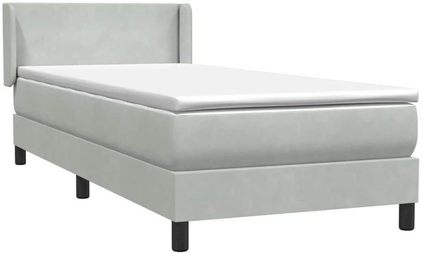 vidaXL Boxspringbett mit Matratze Hellgrau 80x220 cm Samt 3317967 Bild 4
