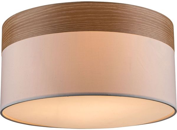 Deckenlampe, Stoff, Holz, braun, 40 cm