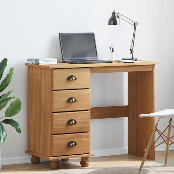 vidaXL Schreibtisch ASKIM Braun 95 x 40 x 75 cm Massives Kiefernholz 4105448