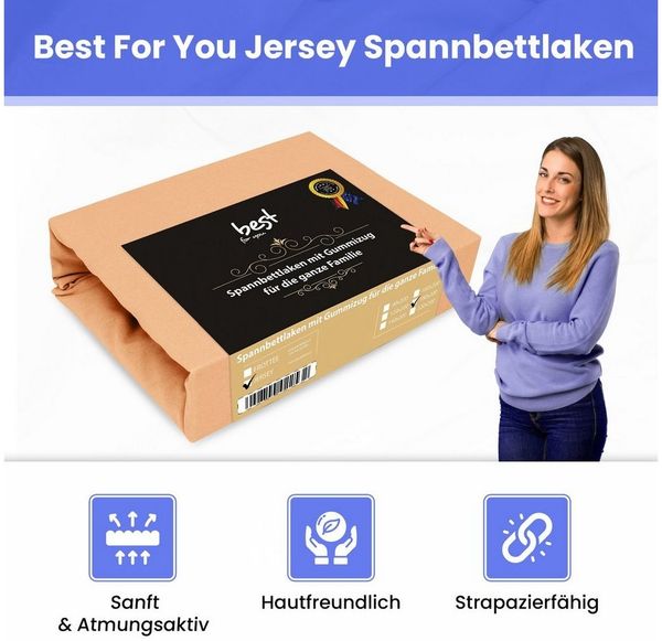 Best for You Spannbettlaken Jersey-Spannbettlaken – kuscheliger Schlafkomfort & perfekte Passform, Jersey, Gummizug: Rundum, Mit Gummizug