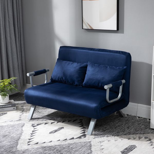 Schlafsofa 111 x 80 x 78 cm in Blau mit verstellbarer Rückenlehne und abnehmbarem Kissenbezug