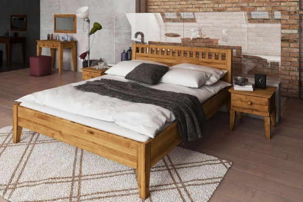 Schlafzimmerbett Bett Massivholzbett LENNES Nr. 5 Eiche 100x220 cm Bild 4