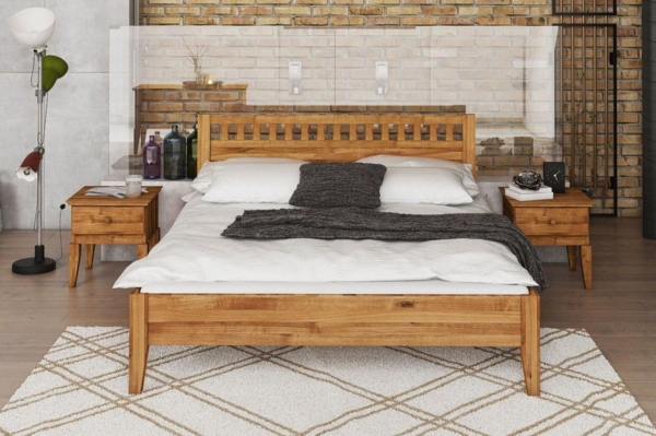 Schlafzimmerbett Bett Massivholzbett LENNES Nr. 5 Eiche 100x220 cm Bild 2