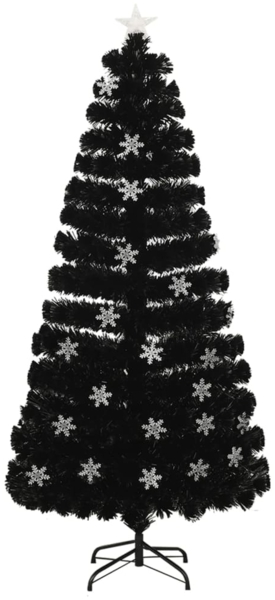 vidaXL Weihnachtsbaum mit LED-Schneeflocken Schwarz 150 cm Fiberoptik 328462