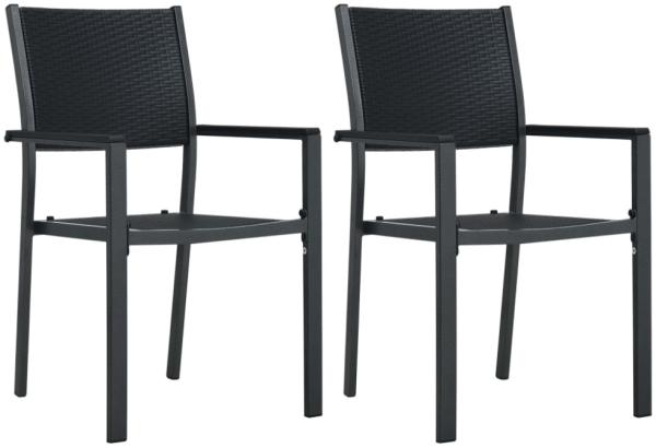 vidaXL Gartenstühle 2 Stk. Schwarz Kunststoff Rattan-Optik 47889