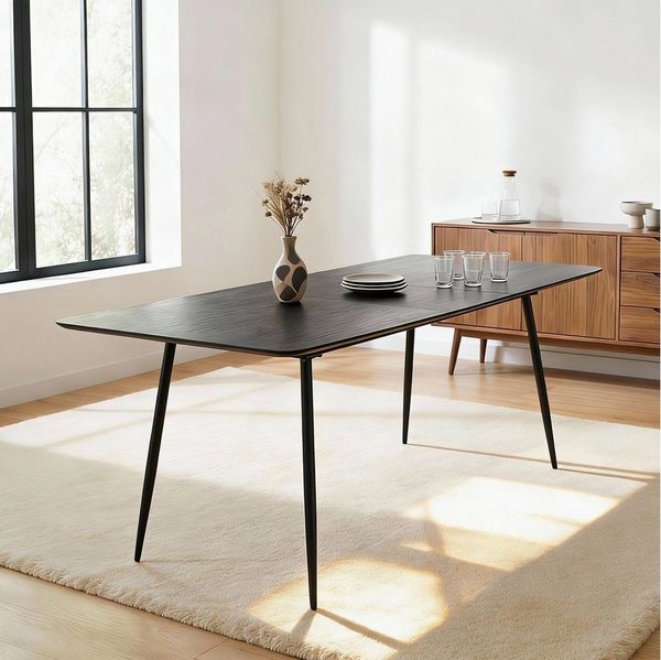 IDIMEX Esstisch ORSA, Esszimmertisch ausziehbar 160-200 x 80 cm mit Metallgestell Schwarz