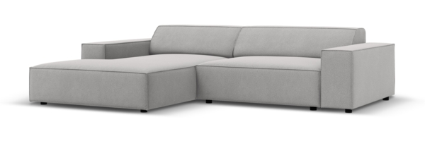 Micadoni Ecksofa Jodie 3-Sitzer Links Strukturierter Stoff Hellgrau Bild 2