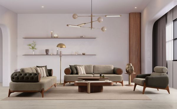 Sitzgruppe/Sofa Set - Wohnzimmergarnitur "Nova" 3+3+1-Grün