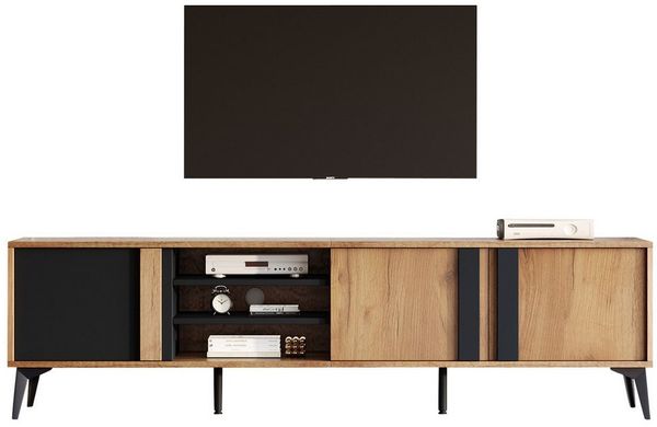MODFU Lowboard Rustikales Braun-TV-Schrank (Fernsehtisch,TV-Board,TV-Ständer, TV-Kommode, 1 St, 3 Türen und 3 offene Fächer), für Fernseher bis 80 Zoll