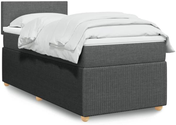 vidaXL Boxspringbett mit Matratze Dunkelgrau 100x200 cm Stoff 3289661