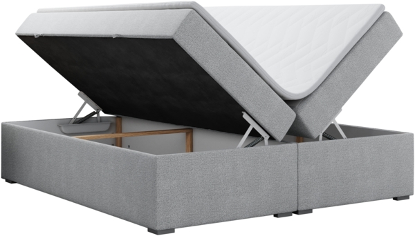 Boxspringbett - Doppelbett mit Multipocket-Matratze - BESS -120x200 - Hellgrau Stoff - H3 Bild 4