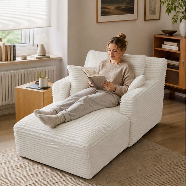 ANYSUN Sofa Cord-Schlafsofa mit 2 Kissen,Bequemes Einzelsitz-Bodensofa,Loungesofa, Relaxsessel Cord,Sessel,Loungesessel Cord,Lesesessel bequem, fur Wohnzimmer, Büro & Wohnung,Apartment,ohne Montage