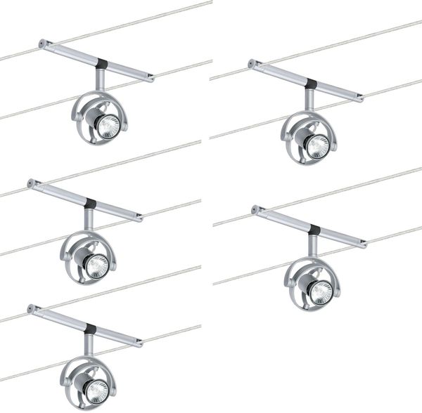 Paulmann Seil- und Schienensystem 2Easy Spot Mac² rund 5x20W GU4 Chrom matt 12V Kunststoff4465