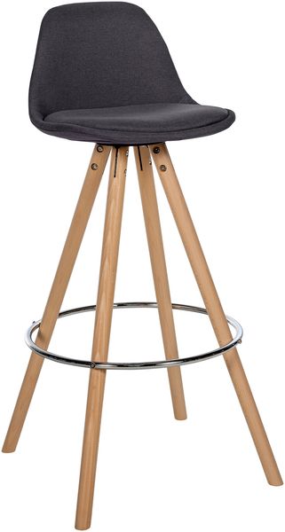 Barhocker PALMA - Dunkelgrau, Stoff, Braun Barhocker mit Lehne Barstuhl Tresenhocker Tresenstuhl Kneipenhocker Kneipenstuhl