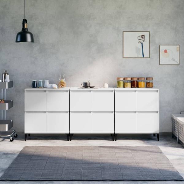 vidaXL Sideboards 3 Stk. Weiß 60x35x70 cm Holzwerkstoff 3185775