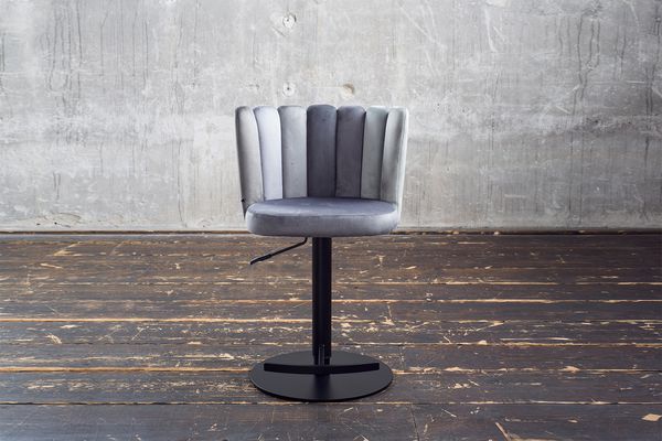 KAWOLA Barhocker JADA Drehstuhl höhenverstellbar Velvet grau 85 x 53 x 55 cm