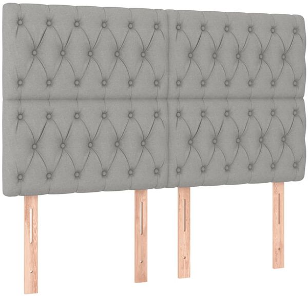 vidaXL Boxspringbett mit Matratze & LED Hellgrau 140x190 cm Stoff 3135109 Bild 7