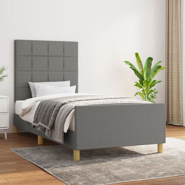 vidaXL Polsterbett mit Kopfteil Stoff Dunkelgrau 100x200 cm