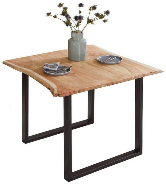 SAM® Baumkantentisch Brosna, Akazienholz, Baumkante, natur, Metallgestell U-Form