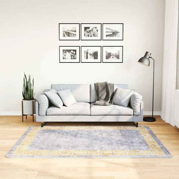 vidaXL Teppich Waschbar 120x180 cm Grau Rutschfest [337936]