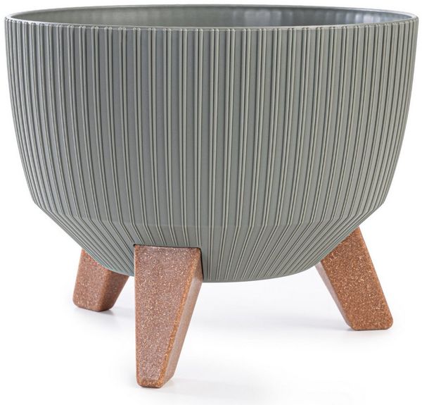KONZEPT Blumentopf Pflanzschale 24/29cm Blumentopf mit Füßen, mit Wasserabfluss-Einsatz, wetterfest & UV-beständig, Übertopf für Innen & Außen