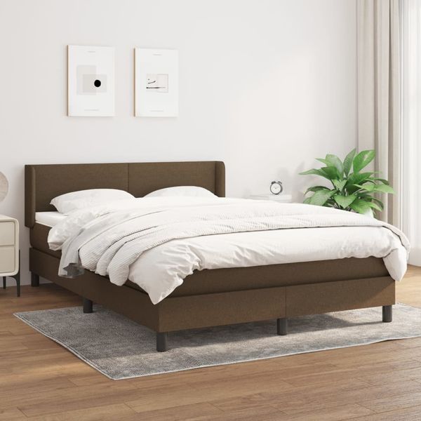 vidaXL Boxspringbett mit Matratze Dunkelbraun 140x200 cm Stoff 3129556