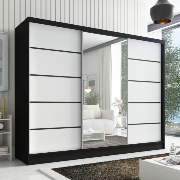 A&J MöbelLand Schwebetürenschrank AURELIA 2 mit 3 Schubladen und Spiegel Bild 2