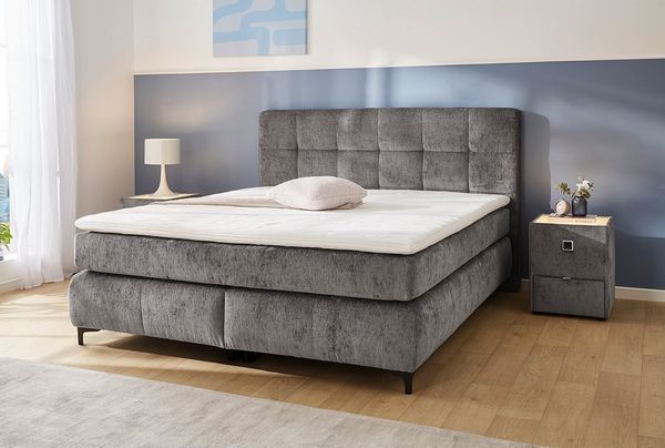 Jockenhöfer 'Beatrice' Boxspringbett, 180x200 cm, Chenille Grau