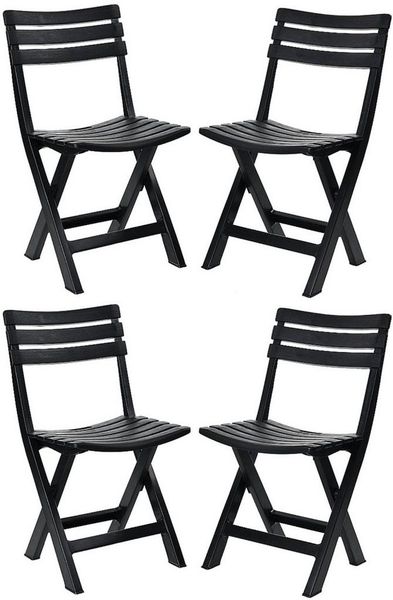 Progarden Klappstuhl Balkonstuhl Gartenstuhl Campingstuhl Stuhl 78x44x42cm Anthrazit (Set, 4 St), UV-Beständig, Robust, Wetterfest, Made in Italy, Hochwertig