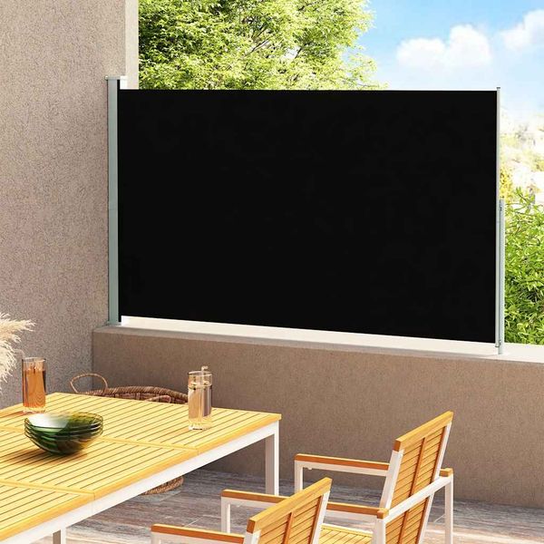 Seitenmarkise Ausziehbar, Balkon Sichtschutz 180x300 cm Schwarz