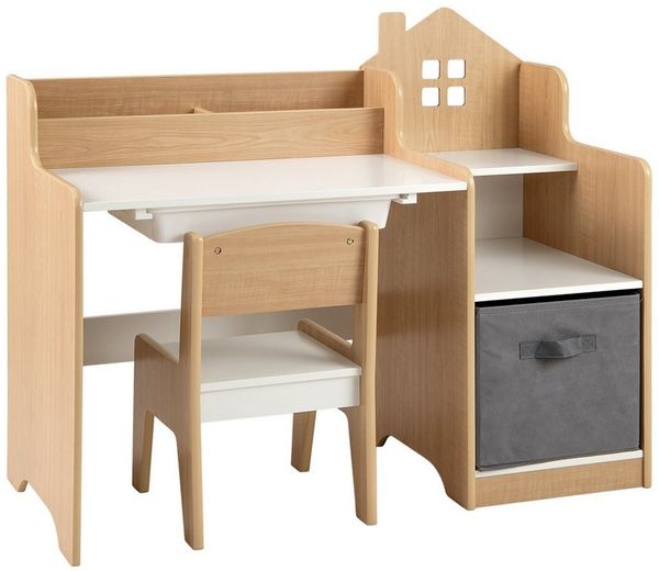 COSTWAY Kinderschreibtisch (2-St), mit Stuhl, Schülertisch mit Stauraum, Schublade