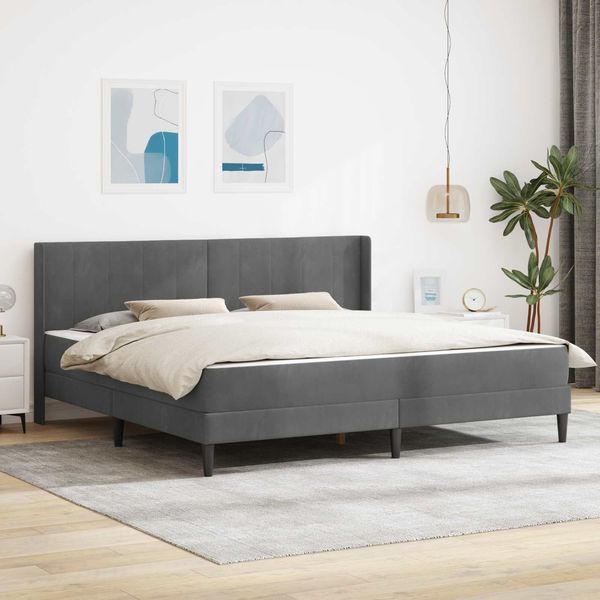 vidaXL Bettgestell mit Matratze Dunkelgrau 180 x 200 cm Samt 3414880