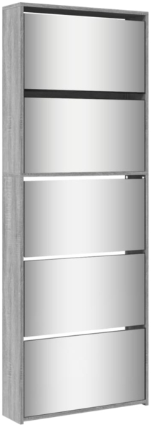 vidaXL Schuhschrank mit Spiegel 5 Fächer Grau Sonoma 63x17x169,5 cm 3228284