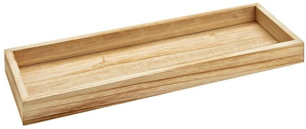 Spetebo Dekotablett Holz Deko Schale eckig - Natur Kerzentablett mit Rand (Anzahl, 1 St, Stück), mit erhöhtem Rand