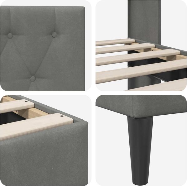 vidaXL Bettrahmen mit Kopfteil Dunkelgrau 80 x 200 cm Samt 42027626 Bild 7