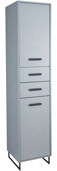 Hochschrank >Tunis< 2 Türen, 2 Schübe, grau matt / sonoma eiche - 42x185x38cm (BxHxT)