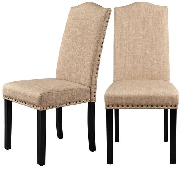 Yaheetech 2er Set Polsterstuhl mit hoher Rückenlehne, 45,5 x 62 x 103 cm, Khaki