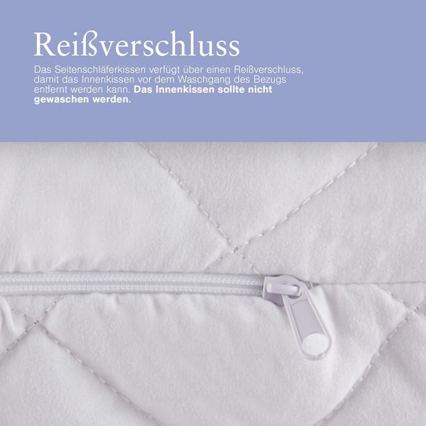 Seitenschläferkissen 40x140 cm (1100 g Füllung) - prall gefülltes Hochwertiges Stillkissen mit abnehmbaren Bezug ( Weiß ) - Seitenschläfer Körperkissen Bild 7