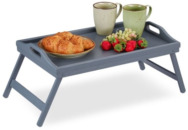 Bambus Betttablett grau