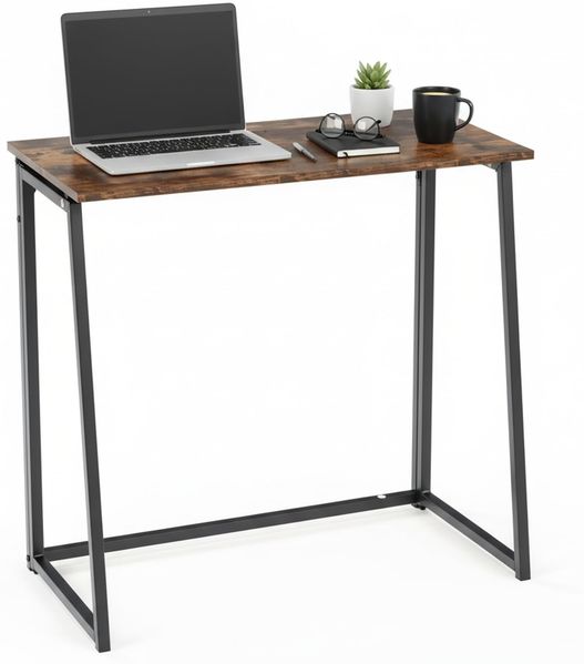 FurnitureR Faltbarer Schreibtisch 80X40CM – Computertisch mit Metallrahmen & MDF-Holzplatte – Klappbarer Arbeitstisch für Home Office, Gaming & Studium – Industrial Design (Vintage)