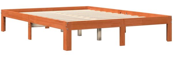vidaXL Massivholzbett ohne Matratze Wachsbraun 140x190 cm Kiefernholz 844167 Bild 3