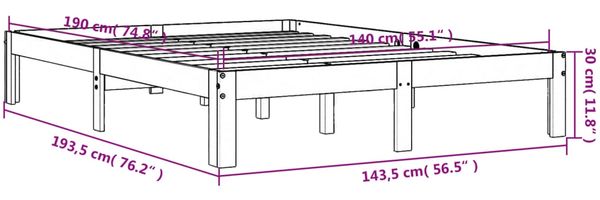 vidaXL Massivholzbett ohne Matratze Wachsbraun 140x190 cm Kiefernholz 844167 Bild 9