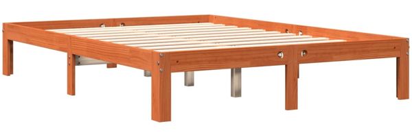 vidaXL Massivholzbett ohne Matratze Wachsbraun 140x190 cm Kiefernholz 844167 Bild 6