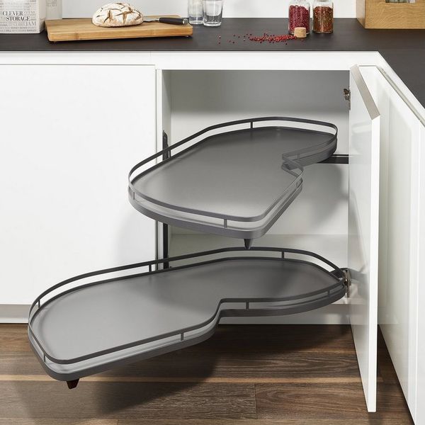 Kesseböhmer Auszugsboden Eckschrank-Schwenkauszug LeMans II anthrazit, für Türbreite 50 cm, links ausschwenkend