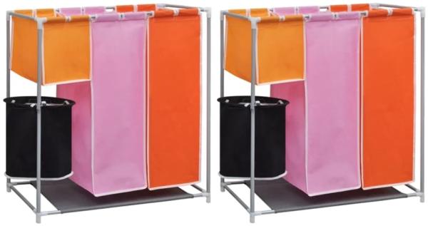 vidaXL 3-Kammer-Wäschekorb 2 Stk. mit Wascheimer 3051492