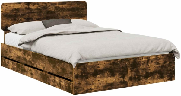 vidaXL Bettrahmen Geräucherte Eiche 160 x 200 cm Ingenieurs Holz 3412168