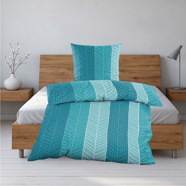 Casa Colori Bettwäsche Seersucker 2 tlg. 135x200 Reißverschluss - Microfaser Petrol Türkis, Seerscucker, 2 teilig, Bettwäschegarnitur