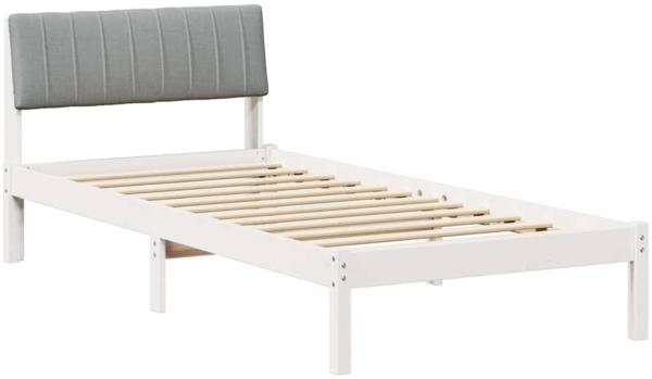 vidaXL Bettgestell Weiß und Hellgrau 90 x 200 cm Massivholz Kiefer 878708