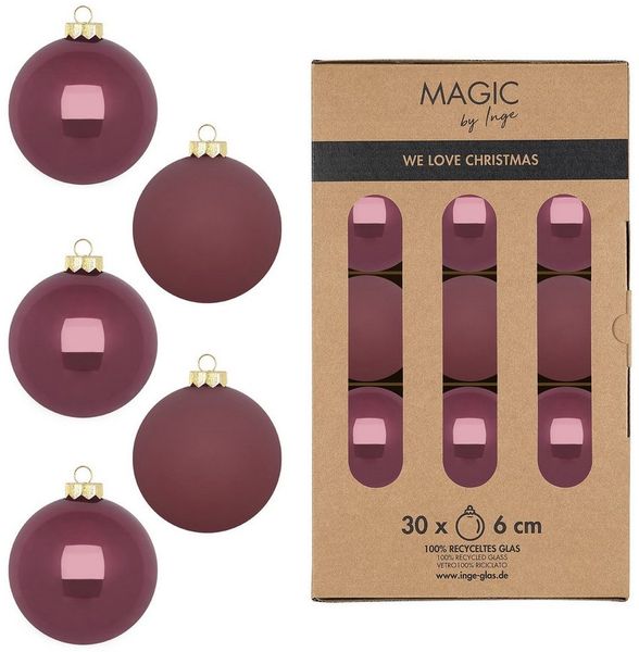 MAGIC by Inge Weihnachtsbaumkugel, Weihnachtskugeln Glas 6cm 30 Stück - Dusty Rose