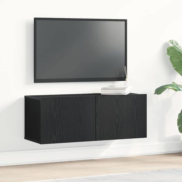 vidaXL TV-Schränk 2 pcs Schwarz Eichen-Optik 80 x 30 x 30 cm 862784